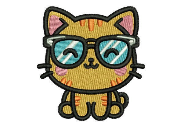Cat with Big Glasses Embroidery Design Review for Etsy Sellers