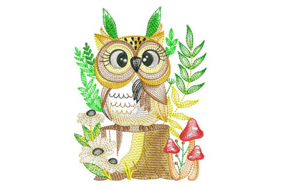 Cute Owl Embroidery Design for Boutique Sweatshirts