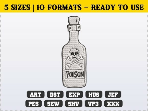 Halloween Skull Potion Bottle Embroidery Review for Business Use