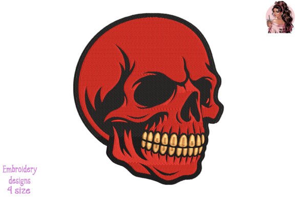 Inferno Skull Embroidery: A Bold Design for Craft Fair Success