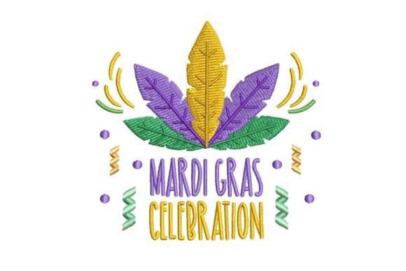 Mardi Gras Feather and Text Celebration Embroidery Design Review