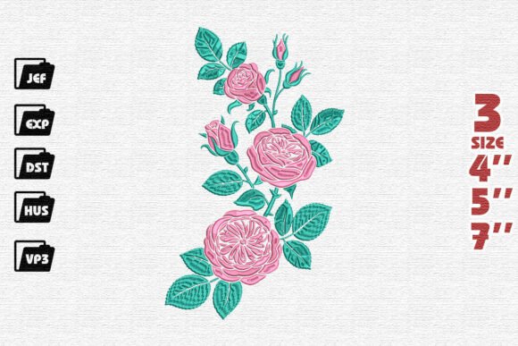 Reviewing Romantic Rose Stems Embroidery for a Boutique Sweatshirt Line
