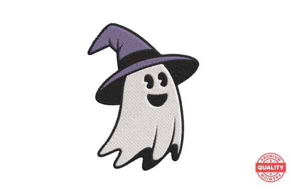 Smiling Ghost Witch Embroidery Design: A Playful Addition to Your Collection