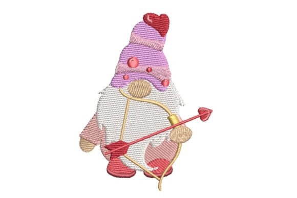 Sweet Valentine Gnome with Bow and Arrow Embroidery Design