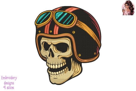 Vintage Biker Skull Embroidery for Boutique Sweatshirts